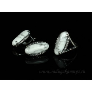  Кольцо и серьги из каулита (имитация кахолонга), овал 25х10