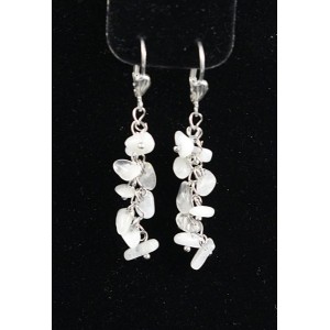 Серьги из беломорита на цепочке, мелкая галтовка