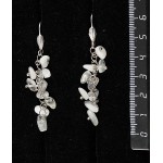 Серьги из беломорита на цепочке, мелкая галтовка