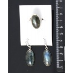 Кольцо и серьги из лабрадорита, овал 24х12мм р-р 18-19