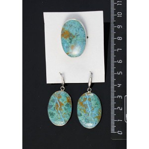 Кольцо и серьги из хризоколлы, овал 30х20мм р-р 17-19