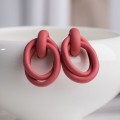 Серьги металл "Боттега" два овала, цвет розовый (бижутерный сплав)