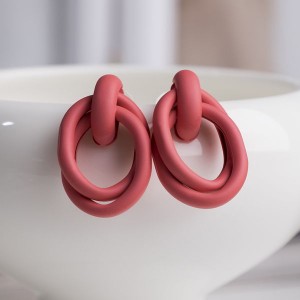 Серьги металл "Боттега" два овала, цвет розовый (бижутерный сплав) Серьги металл "Боттега" два овала, цвет розовый (бижутерный сплав)