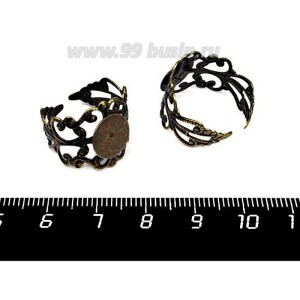 Основа для кольца Вензель с площадкой, цвет бронза, диаметр площадки 10 мм  2 штуки/упаковка