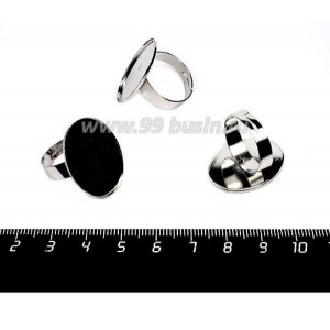 Основа для кольца Овальная с зубчатым бортиком, цвет  никель, размер площадки 25*18 мм, 3 штуки/упаковка