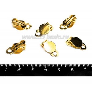 Основа для клипс Гладкая площадка 10 мм, цвет золото, 3 пары/упаковка Основа для клипс Гладкая площадка 10 мм, цвет золото, 3 пары/упаковка