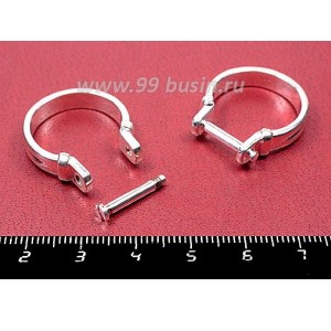 Основа для кольца в стиле Пандора 18 р-р с откручивающимся стержнем, цвет светлое серебро,  1 штука