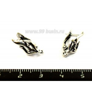 Швензы ювелирные Пламя 18*10 мм, оксидированное посеребрение, гипоалергенные, пр-во Россия 1 пара