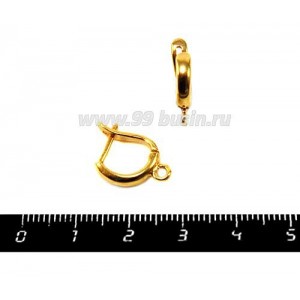 Швензы ювелирные Лаконичность, 15*11*3 мм, позолоченные 0,45 мкн, 1 пара, производство Россия