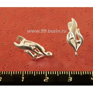 Швензы ювелирные Пламя 18*10 мм, посеребрение 12 мк, 1 пара, производство Россия