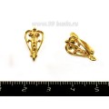 Швензы ювелирные Ажурное сердце 17*9 мм, позолоченные 0,45 мкн, 1 пара, производство РОССИЯ