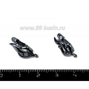 Швензы ювелирные Пламя 18*10 мм, чёрное оксидированное посеребрение 12 мкн, гипоалергенные, пр-во Россия 1 пара