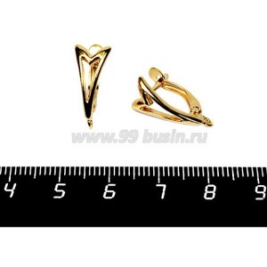 Швензы ювелирные Унисон 17*8 мм, позолоченные 0,45 мк, гипоалергенные, пр-во Россия 1 пара