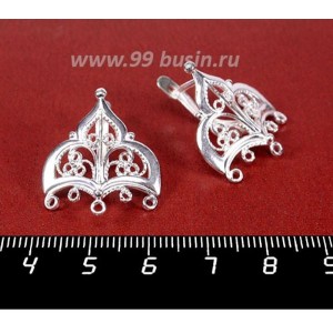 Швензы ювелирные Купол 22*25 мм, посеребрение 12 мкн 1 пара Россия