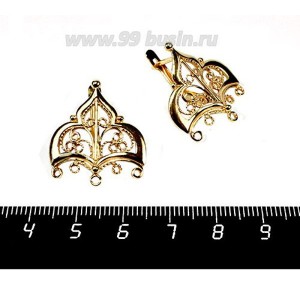 Швензы ювелирные Купол 22*25 мм, позолота 12 мкн 1 пара Россия Швензы ювелирные Купол 22*25 мм, позолота 12 мкн 1 пара Россия
