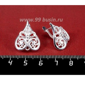 Швензы ювелирные Пиковая дама 18*20 мм, посеребрение 12 мк, Россия 1 пара Швензы ювелирные Пиковая дама 18*20 мм, посеребрение 12 мк, Россия 1 пара