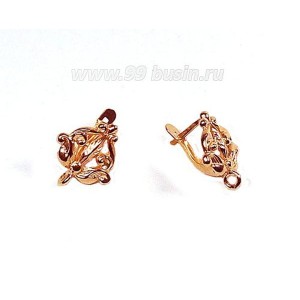 Швензы ювелирные Барокко, 17*15 мм, розовая позолота 0,45 мк, 1 пара, производство Россия