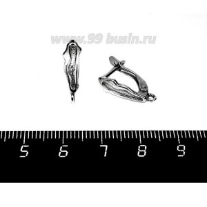 Швензы ювелирные Вспышка 17*5 мм, оксидированное посеребрение 12 мк, 1 пара, Россия