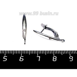 Швензы Высокие ювелирные, Ладья с фианитом, 23*3 мм, оксидированное посеребрение 12 мк, 1 пара, Россия