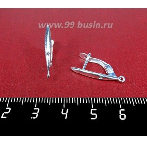 Швензы Высокие ювелирные, Ладья с фианитом, 23*3 мм, посеребрение 12 мк, 1 пара, Россия