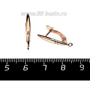 Швензы Высокие ювелирные, Ладья с фианитом, 23*3 мм, розовая позолота 0,45 мк, 1 пара, Россия
