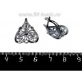 Швензы ювелирные Пиковая дама 18*20 мм, черное оксидированное посеребрение 6 мк, 1 пара, производство Россия