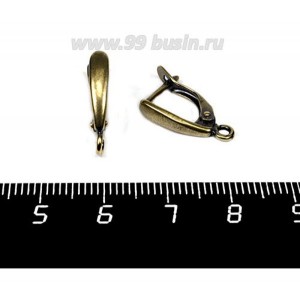 Швензы ювелирные № 8, 17*10*3 мм, покрытие светлая бронза, 1 пара, производство Россия
