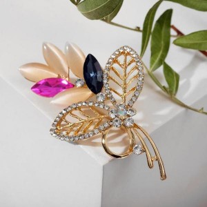 Брошь "Букетик", цветная, цвет золотистый