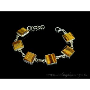 Браслет из тигрового глаза " Квадрат ", 16 см.