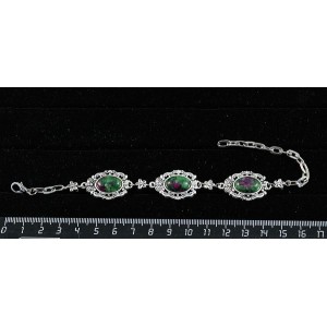 Браслет с цоизитом, овал 14х10мм, основа "принцесса", на цепочке