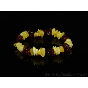 Браслет из янтаря крошка молочный, коньячный Браслет из янтаря крошка молочный, коньячный