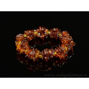 Браслет из янтаря облепиха коньячный с шариком Браслет из янтаря облепиха коньячный с шариком