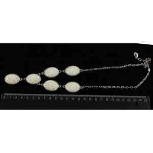 Колье c кабошоном из пластика "щетка кристаллов", цвет белый, "6 овалов", камень 25х18мм