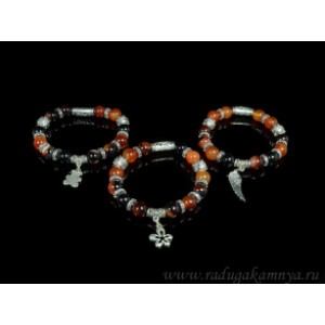 Браслет из сардоникса шарик 10мм с подвеской