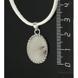 Кулон из волосатика (черные волосы), огранка, простой овал 18х13мм