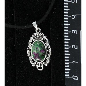 Кулон с цоизитом, овал 14х10мм, основа "принцесса"