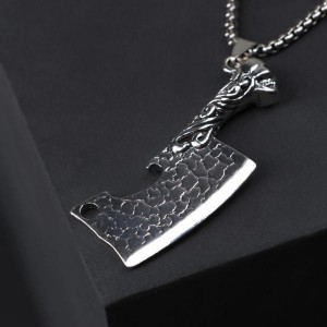 Кулон "Помпеи" топор, цвет чернёное серебро, 70 см