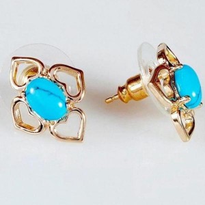 Серьги с бирюзой "Сердечки", позолота с родированием