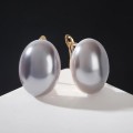 Серьги с жемчугом "Грейс" вытянутый овал, цвет серый, цвет золотистый