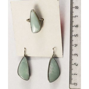 Кольцо и серьги из хризопраза, треугольник 25х12мм р-р 17-19