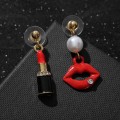 Серьги ассорти "Красотка" помада, губы, цвет красно-чёрный, цвет золотистый