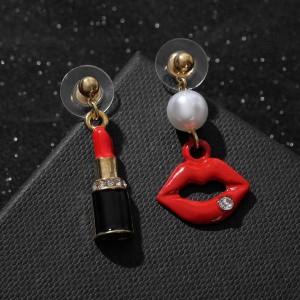 Серьги ассорти "Красотка" помада, губы, цвет красно-чёрный, цвет золотистый Серьги ассорти "Красотка" помада, губы, цвет красно-чёрный, цвет золотистый
