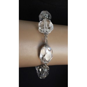 Браслет из горного хрусталя (крупная огранка) на колечках