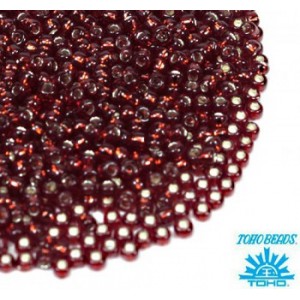 Бисер TOHO №15 цвет 0025D гранатовый внутреннее серебрение ЯПОНИЯ пакет 5 граммов