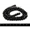 Бусина стеклянная на нитке мелкая грань 8*6 мм черный около 40 см/нить