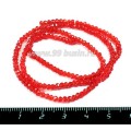 Бусины хрустальные на нити форма Рондель 3*2 мм красный прозрачный около 42 см нить /180 бусин
