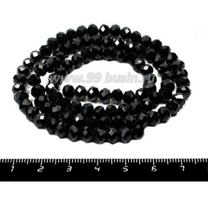 Бусина хрустальная на нити 6*4 мм, черный около 95 штук/нить