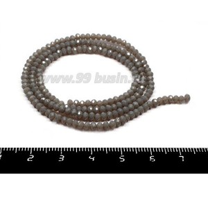 Бусины хрустальные на нити форма Рондель 3*2 мм опаловый серый полупрозрачный около 40 см нить /180 бусин