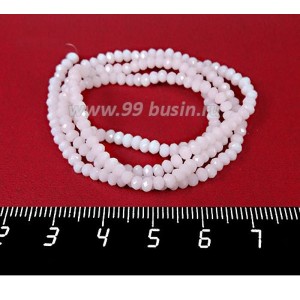 Бусины хрустальные на нити форма Рондель 3*2 мм, цвет белый 43 см нить/около 200 бусин