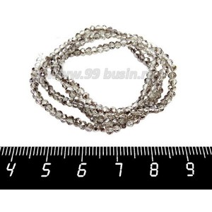 Бусины хрустальные на нити форма Рондель 3*2 мм бесцветный прозрачный/серебристое напыление, около 41 см нить/200 бусин Бусины хрустальные на нити форма Рондель 3*2 мм бесцветный прозрачный/серебристое напыление, около 41 см нить/200 бусин